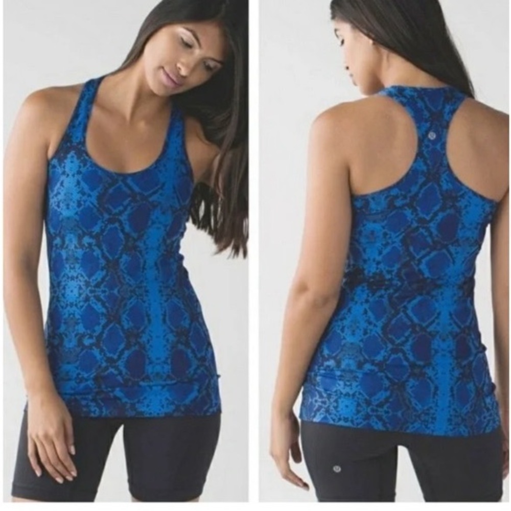 Lululemon Cool Racerback Mini Ziggy Snake Pipe Dream Blue Sapphire Blue Sz 4